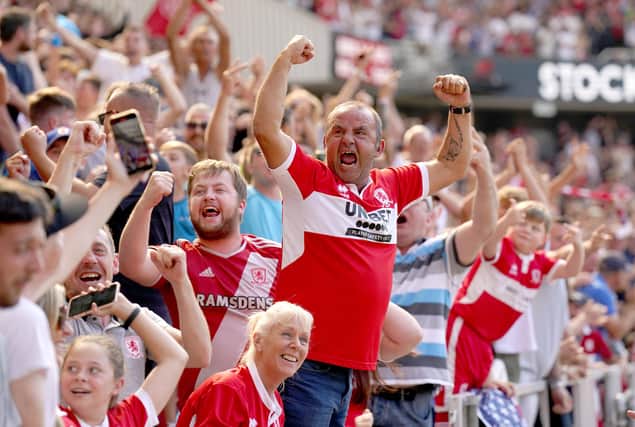 Middlesbrough fans celebrate.