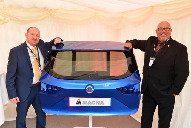 Sunderland City Council Leader Coun Graeme Miller left(with General Manager of Magna Tony Park at the official opening of the firm's factory