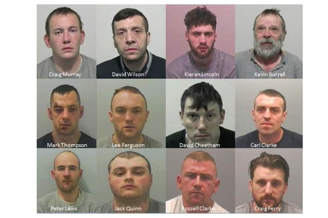 Northumbria Police are appealing for help to trace these 12 men