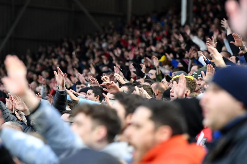 Sunderland fans in action as Tony Mowbray's men took on Fulham in 2023