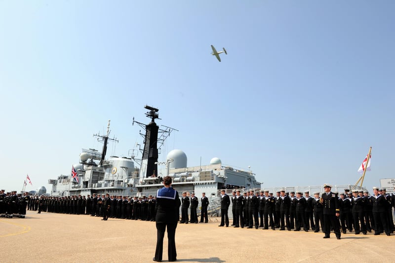 HMS Edinburgh Decommissioning service at the Portsmouth Naval Base. Pictured is a flypast by Sea Fury.
Picture: Paul Jacobs  (131534-5)