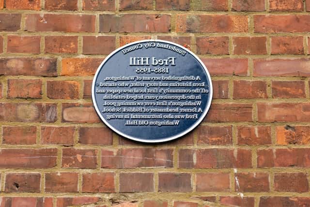 The new blue plaque honouring Fred Hill. Picture by Elliot Nichol