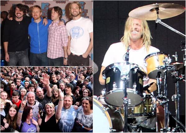 The late Taylor Hawkins, pictured far right in the group picture, performed with his fellow Foo Fighters at Sunderland's Stadium of Light in 2015.