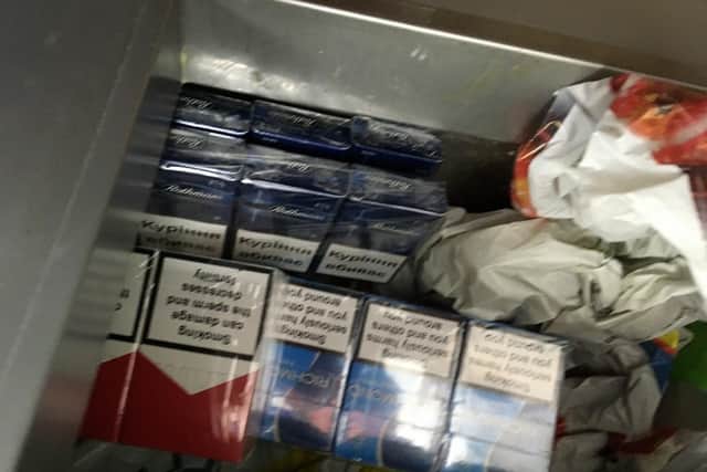 A photo taken by Sunderland City Council as it seized illegal cigarettes and tobacco during checks on city stores.