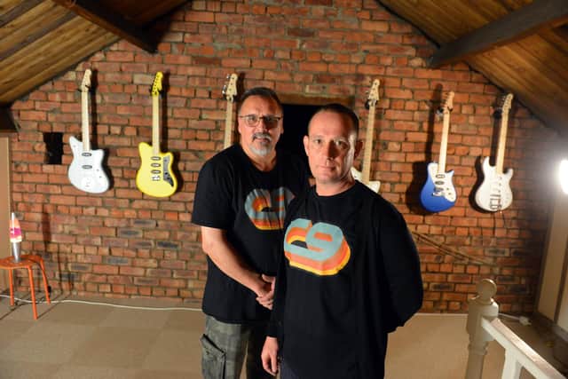 Cloud 9 Guitars Ltd hand built British guitars in Shiney Row. Directors Mark Lamaq and Keith Robson.