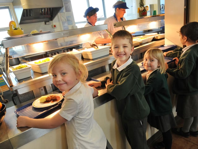 School meals being served up at Hillview Infants School in this photo from 9 years ago.