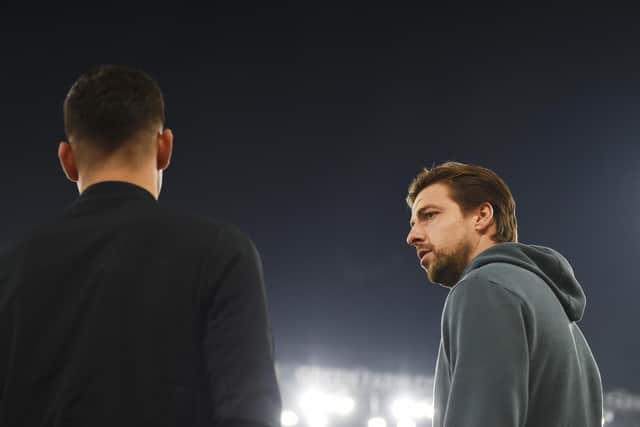 NORWICH, ENGLAND - FEBRUARY 14: Karl Darlow of Hull City and Tim Krul of Norwich City inspect the pitch ahead of the Sky Bet Championship match between Norwich City and Hull City at Carrow Road on February 14, 2023 in Norwich, England. (Photo by Harriet Lander/Getty Images)
