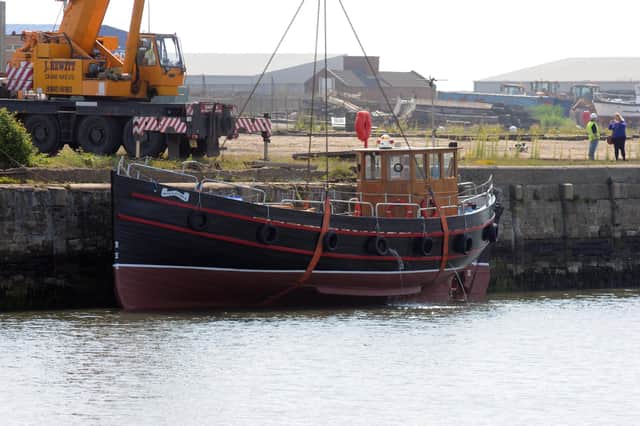 Dunkirk Little Ship, The Willdora being moved into the River Wear in 2018.