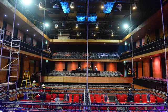 View from the stage as final preparations take place for opening night