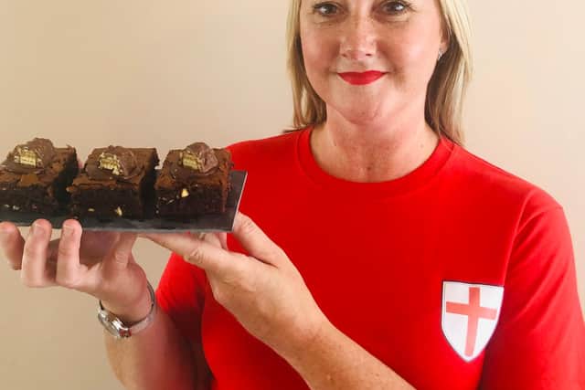 Nicola Ward with the special brownie.