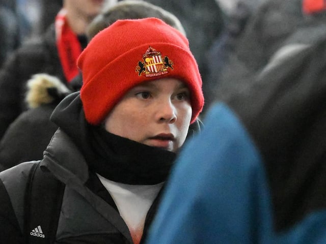 Fans at the Stadium of Light to watch Sunderland's game against West Brom. The Black Cats lost 2-1 after taking a first-half lead through an Amad Diallo penalty.
