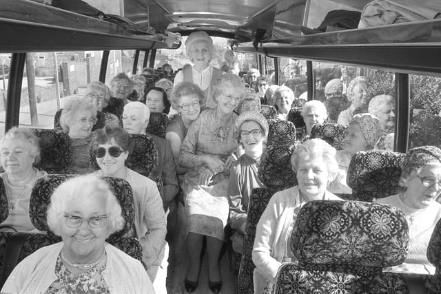 Ryhope Over 60 Club pictured before setting off on their annual outing, which took them to the Border Country.  Almost 100 members went on the trip, which set off from the Community Centre in Ryhope.