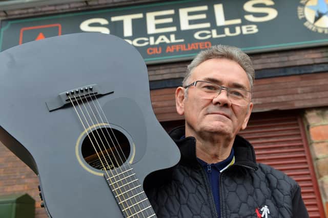 Dave pictured outside Steels Social Club where the open mic nights are held.
