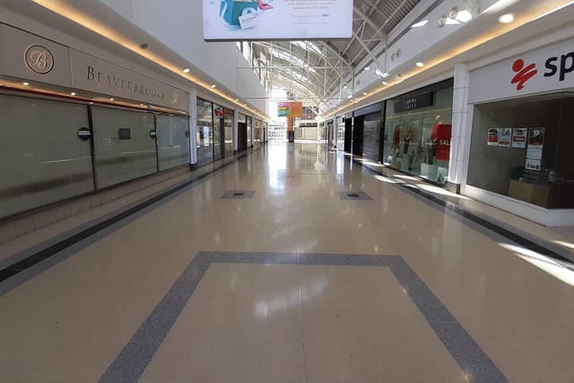 A deserted Bridges Shopping Centre as businesses closed and people stayed at home for the funeral of Queen Elizabeth II.