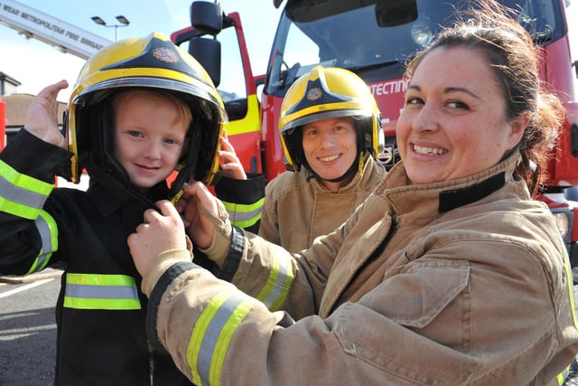 Four year old Jay McDonald had a wonderful time with firefighters Becky Hogg and David Cowley at the open day at Sunderland Central Fire Station in 2019.
