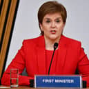 First Minister Nicola Sturgeon gives evidence to a Scottish Parliament committee examining the handling of harassment allegations against former first minister Alex Salmond on March 3, 2021 in Edinburgh, Scotland.