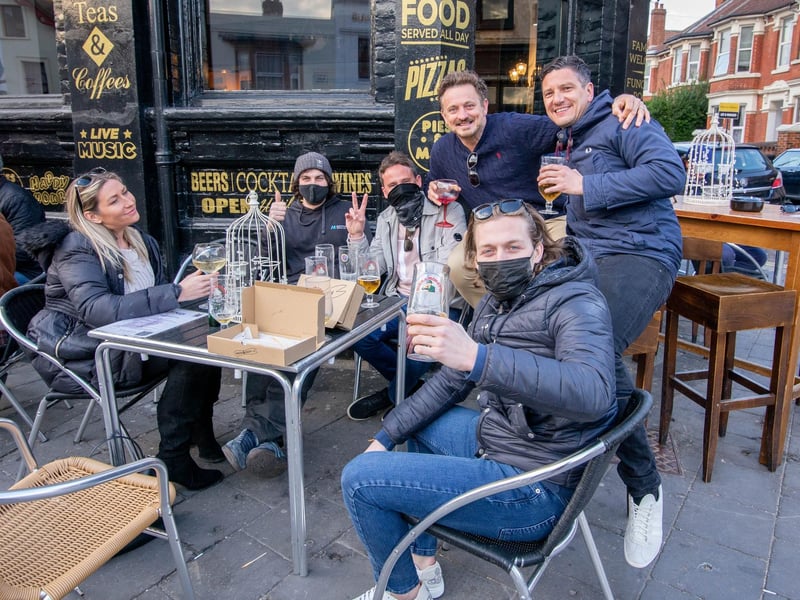 Friends enjoying a pint at The Kings in Albert Road, Southsea