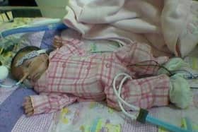 Scarlett as a baby in the Freeman Hospital