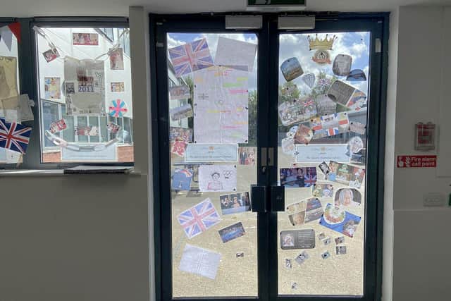 The section of the Queen Elizabeth II timeline display created by Year 10 students chronicling the decade between the Queen's 80th and 90th birthdays.  

Picture by FRANK REID