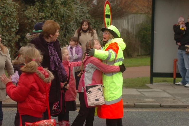 The Crossing Guard of the Year winner Susan Smith outside Redby School, in 2010.