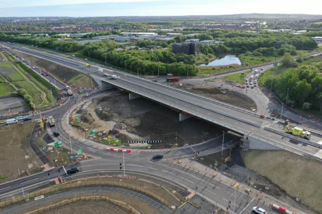 A drone shot shared by Highways England as the work entered its final stages at Testo's Roundabout.