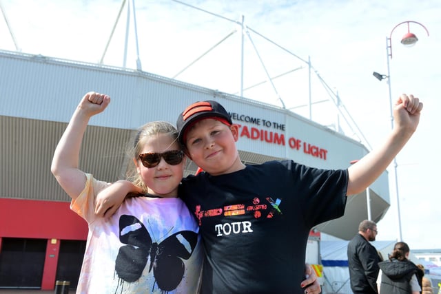Ed Sheeran broke records when he brought his Mathematics tour to the Stadium of Light for two nights in June, performing to 120,000 fans, making them the most-attended gigs ever in the North East at 60,000 people a night.
Pictured are fans, brother and sister Hattie, 8 and Alfie Spedding, 11.