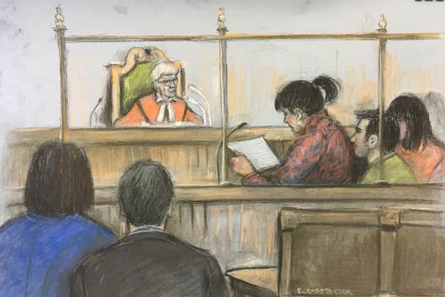 Court artist sketch by Elizabeth Cook of Lisa Rutherford, mother of 17-year-old Chloe Rutherford from South Shields reading her victim statement at the Old Bailey, London, during the two-day sentencing hearing for Hashem Abedi. Picture: Elizabeth Cook/PA Wire.