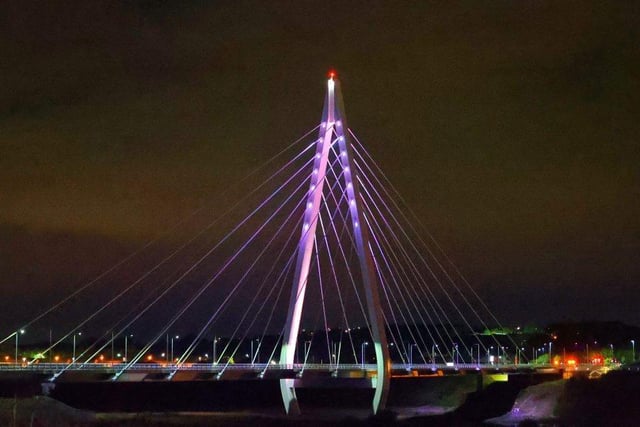 The Northern Spire Bridge lit up in purple - a fitting tribute for a Queen who inspired a nation.

Photograph: Raoul Dixon / NNP