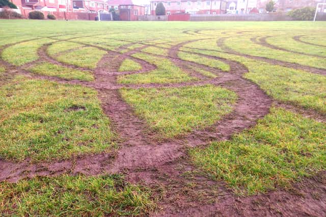 Turf on one of the Hylton Road pitches has been churned up, making it dangerous to play football.
