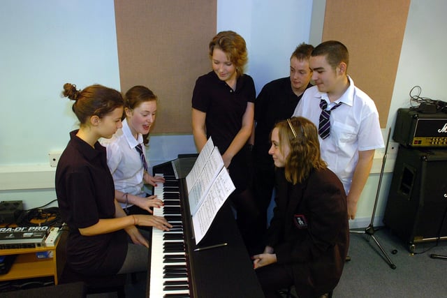 Year 10 students at Monkwearmouth Schoolwere using the new electric piano the school won in a national competition in 2010. Pictured left to right are Holly Williams, Lauren waine, Holly Henderson, Luke Morris, Danny Redmond and Alex Lamb (front right).