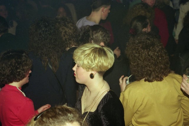 Enjoying a night out with friends in 1992.