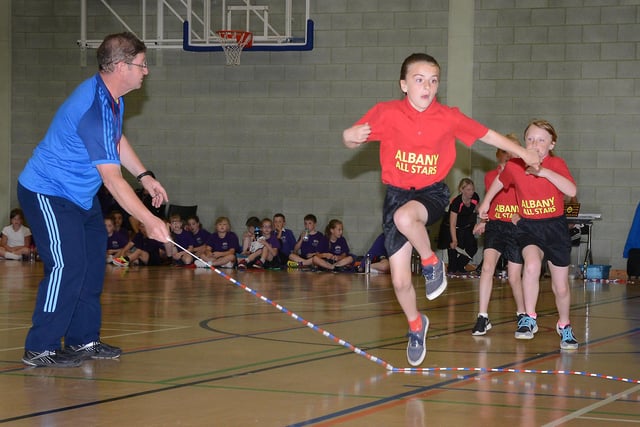 Pupils from Albany All Stars taking part in the Skipping Challenge at City Space in 2014.