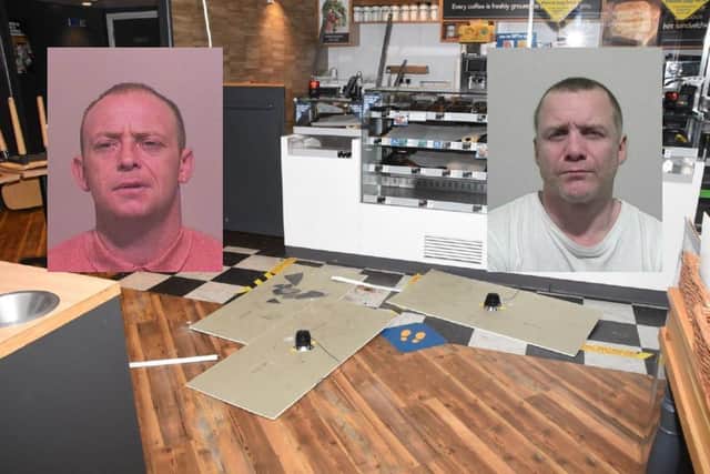 Andrew Pickering and Gavin Newton were found hiding in the loft of a Greggs in Sunderland