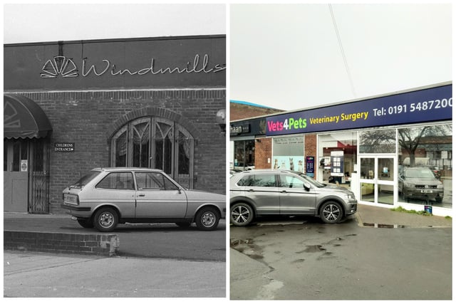 Windmills was a two-room pub and a thriving concern on a weekend at one time. Opened in 1987 and pictured left the following year, it had previously been a garage and is now splits between a vet’s and the Alishaan restaurant.