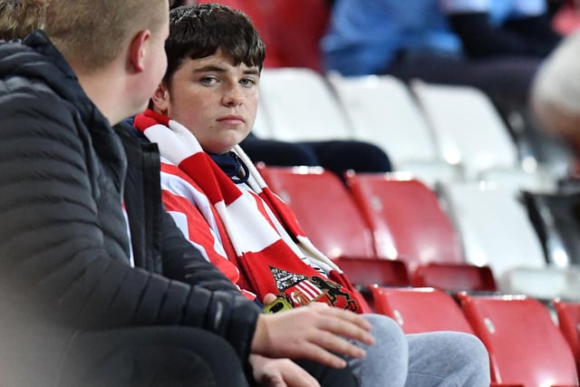 Sunderland fans take in the scenes at the Stadium of Light as the Black Cats face Blackpool in the Championship.