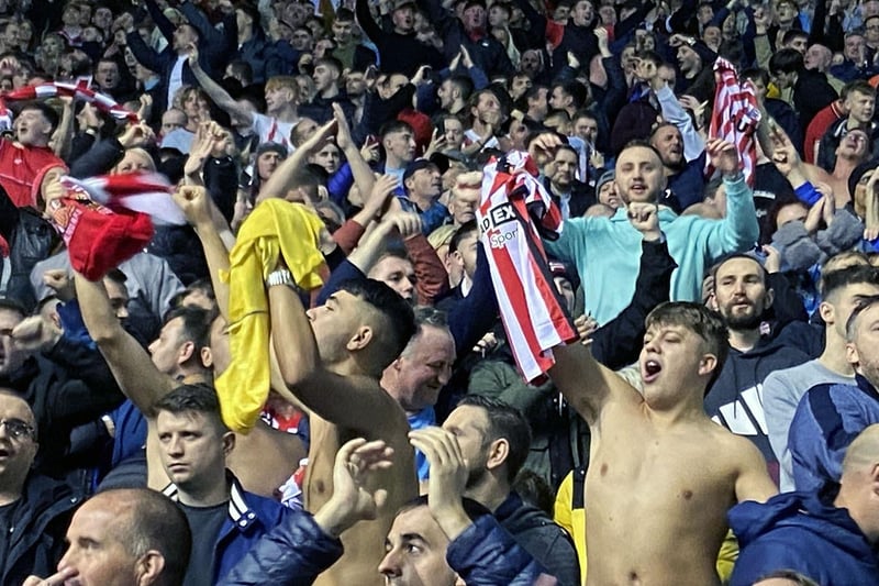 Passionate Sunderland fans cheer the Black Cats on away from home at Birmingham City.
