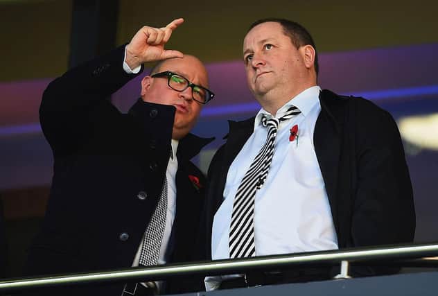 Newcastle United owner Mike Ashley and managing director Lee Charnley. (Photo by Laurence Griffiths/Getty Images)