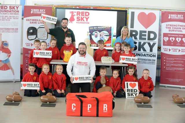 St Michael's Catholic Primary School sponsored event to raise funds for a defibrillator with activities from Red Sky Foundation founder Sergio Petrucci.