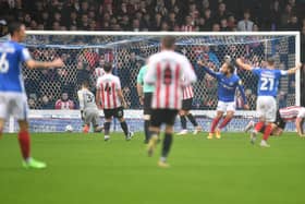 Portsmouth score their first goal at Fratton Park
