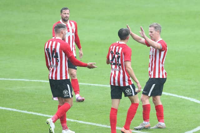 Sunderland celebrate a goal against Carlisle United
