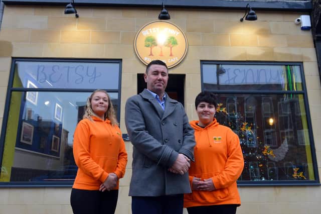 Inside the new Betsy Jenny Counselling and Wellbeing Cafe on Bridge Street with owner Steve Lynn with his team members Charlotte Wasey and Beth Dyer (right)