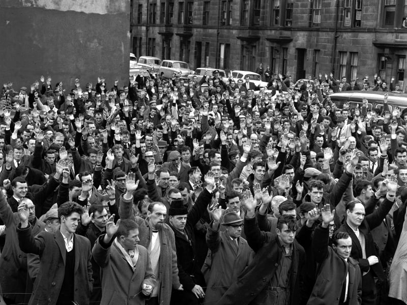 Industrial dispute at car factory (Rootes). Workers at the pressed steel factory at Linwood vote to end their work to rule and overtime ban.