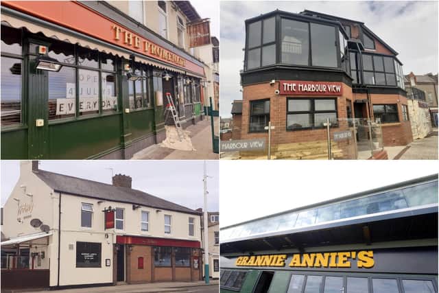Clockwise from top left: The Promenade, The Harbour View,  Granny Annie's and The Wolsey. Only one of these four seaside bars is definitely closed this weekend.