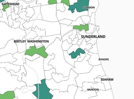 The latest Covid map of Sunderland.