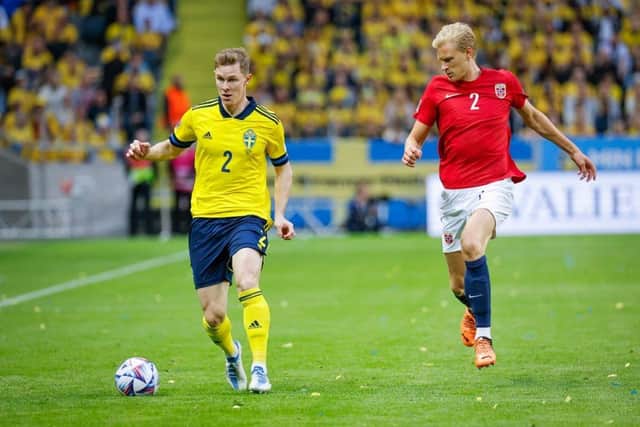 Emil Krafth playing for Sweden last month.