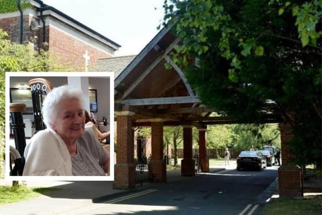 The funeral for Gwendoline May Outen (inset) was livestreamed due to coronavirus restrictions