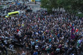 Fans gather at St James's Park to celebrate the takeover last week.