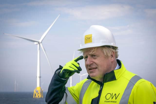 Prime Minister Boris Johnson onboard the Esvagt Alba during a visit to the Moray Offshore Windfarm East, off the Aberdeenshire coast on Thursday August 5. Photo by PA.