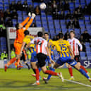Shrewsbury goalkeeper Marko Marosi punches the ball against Sunderland.