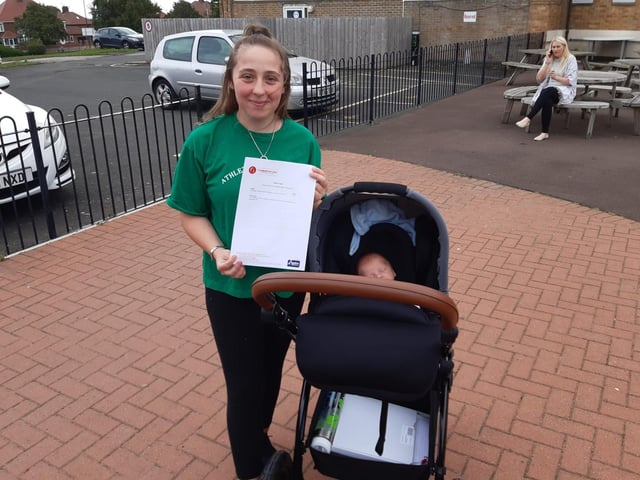 Young mum Sheena Lough, 18, got a distinction* and two distinctions in her BTEC Health and Social course despite the challenge of being pregnant in the second year of her studies.